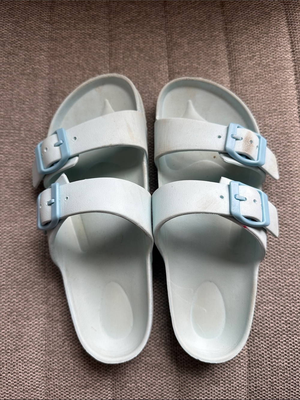 Kids Light Blue Double Strap Slide Sandals